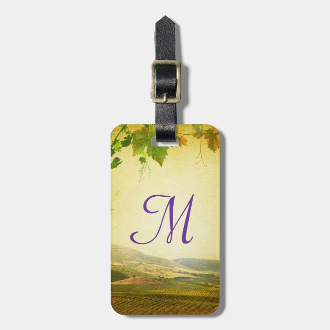 Italian Countryside Winery Monogram Luggage Tag (Front Vertical)