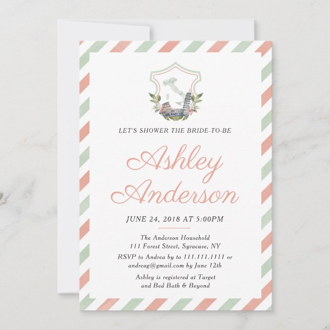 Italian Crest Bridal Shower Invitation (Front)