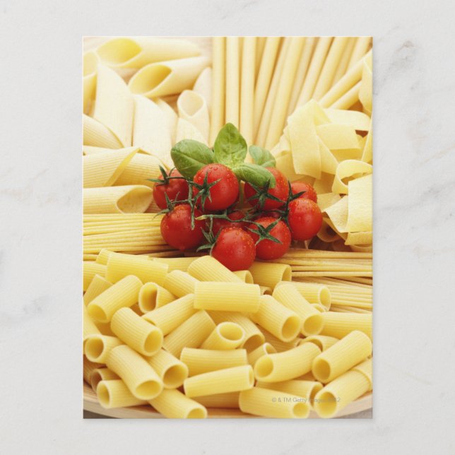Italian cuisine. Pasta and tomatoes. Postcard (Front)