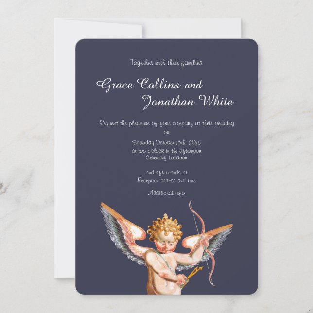Italian Cupid Art Wedding Invitation (Front)