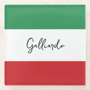 Italian Custom Family Name Glass Coaster