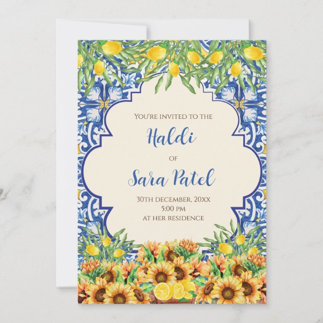 Italian decor & digital Haldi invitations  (Front)