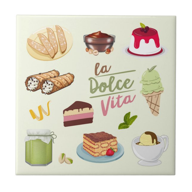 Italian Desserts Sweets Ceramic Tile (Front)