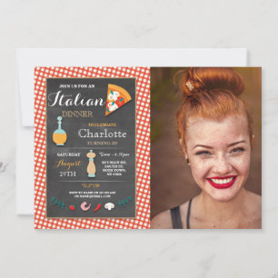 Italian Dinner Birthday Party Chalk Pizza Invite