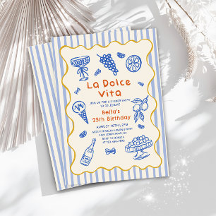 Italian Dinner La Dolce Vita Birthday Invitation