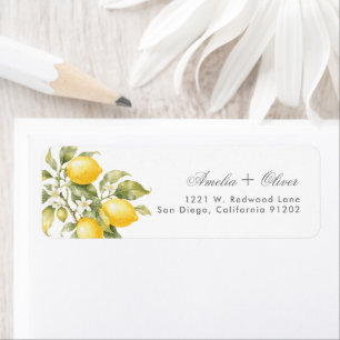Italian Dinner lemon bridal shower Return Addres Address Label