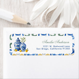 Italian Dinner lemon bridal shower Return Addres Address Label