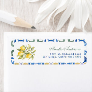 Italian Dinner lemon bridal shower Return Addres Address Label