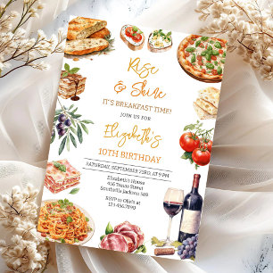 Italian Dinner Pizza Party Birthday Invitation