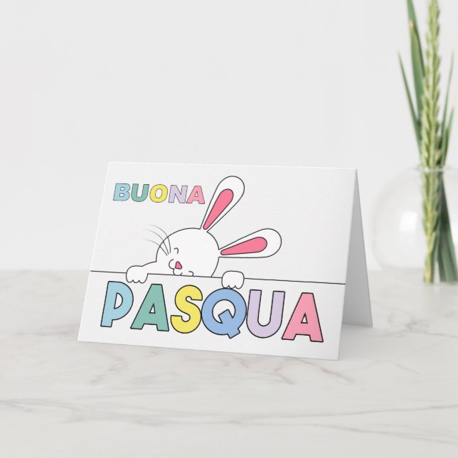 ITALIAN Easter Bunny Pastel Hues Blank Card (Front)