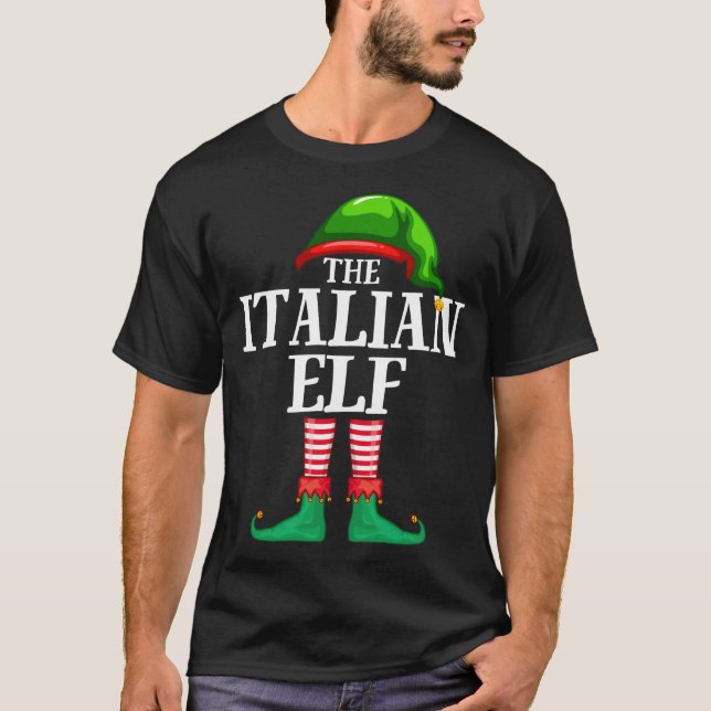 Italian Elf Matching Family Christmas Party Pajama T-Shirt (Front)