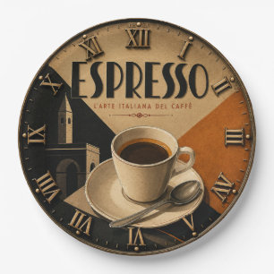 Italian Espresso Coffee Bar Decor Paper Plate