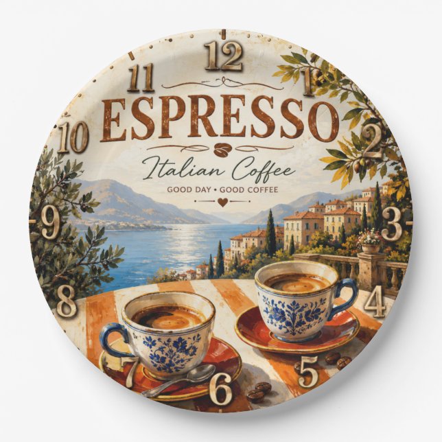 Italian Espresso Coffee Paper Plate (Front)