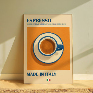 Italian Espresso Wall Art, Retro Minimalist Coffee Poster