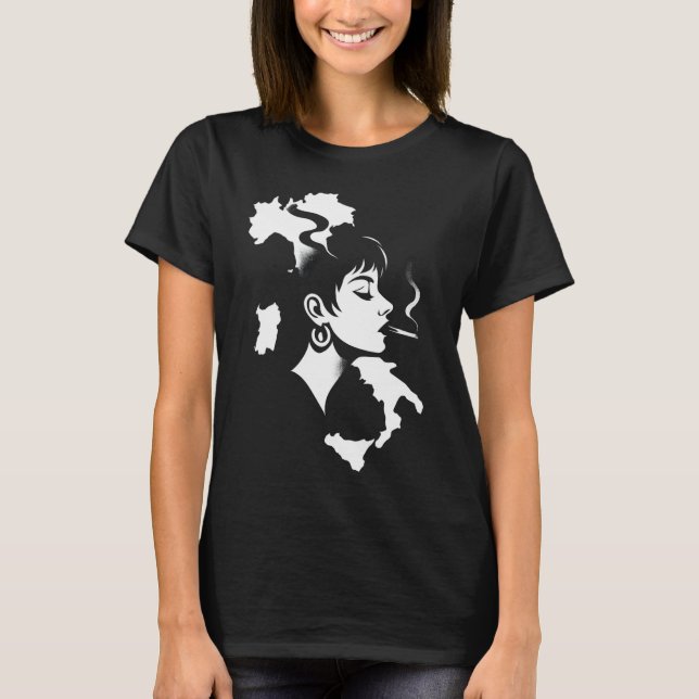 Italian Essence: Minimalist Woman Silhouette & Ita T-Shirt (Front)
