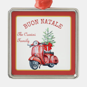 Italian Family Name Buon Natale Custom Tree Metal Ornament