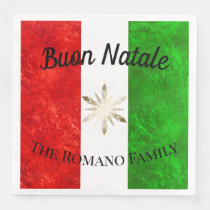 Italian Family Name Buon Natale Flag Christmas Napkin