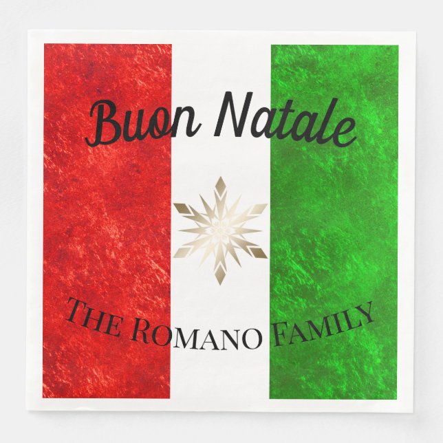 Italian Family Name Buon Natale Flag Christmas Napkin (Front)