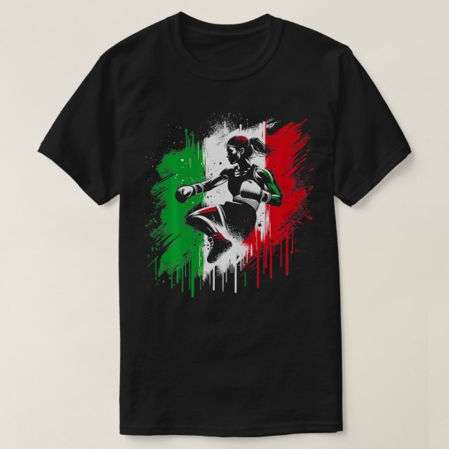 Italian Female Boxer Italy kickboxing Girl   1  T-Shirt (Design Front)