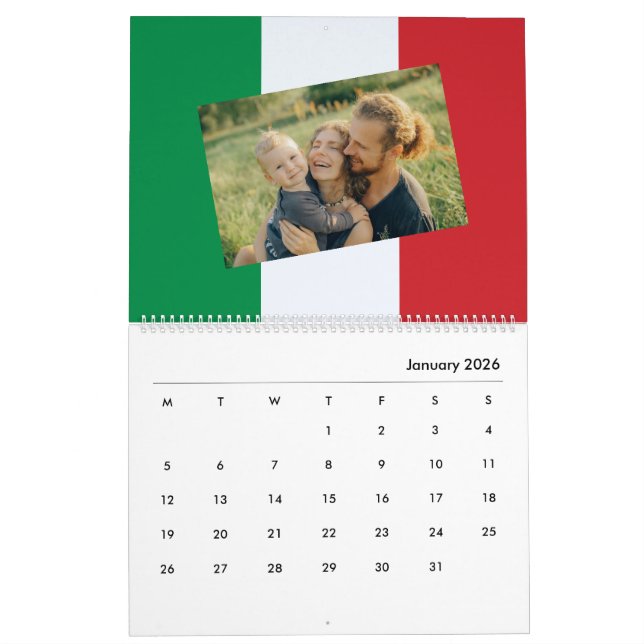 Italian Flag 2026 Calendario Personalizzato Custom Calendar (Jan 2026)
