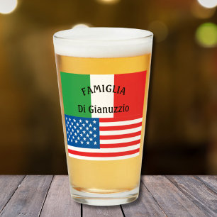 Italian Flag American Flag Italian American Pride Glass
