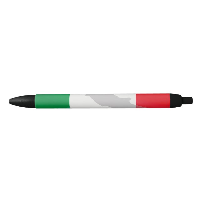 italian flag and Italy Black Ink Pen (Front)