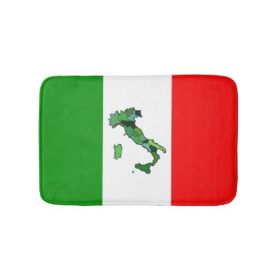 Italian Flag and Map of Italy Bath Mat
