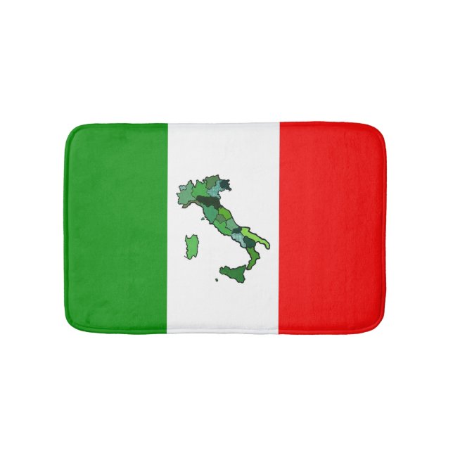 Italian Flag and Map of Italy Bath Mat (Front)