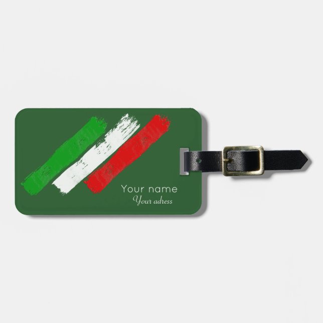 Italian flag.brush strokes. name .text. luggage tag (Front Horizontal)