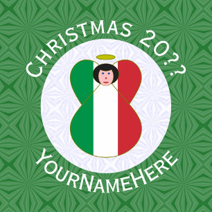 Italian Flag Christmas Angel Personalised Magnet