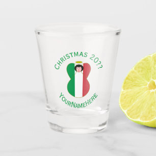 Italian Flag Christmas Angel Personalised Shot Glass