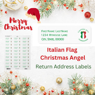 Italian Flag Christmas Angel Return Address  Label