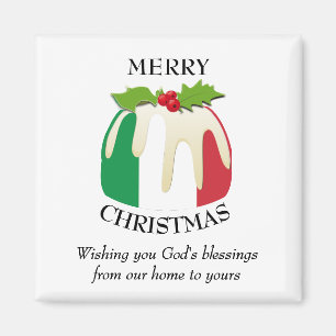 ITALIAN FLAG Christmas Pudding Magnet