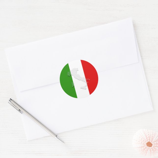Italian flag classic round sticker (Envelope)
