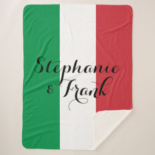 Italian Flag Colors Wedding Sherpa Blanket