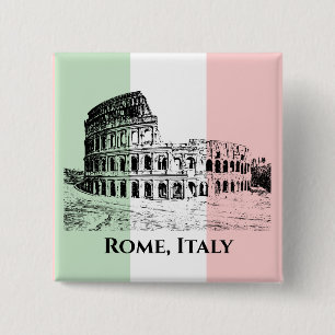 Italian Flag Colours Colosseum Design Button