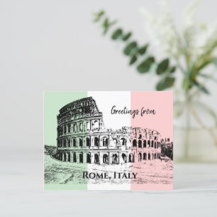 Italian Flag Colours Colosseum Design Postcard