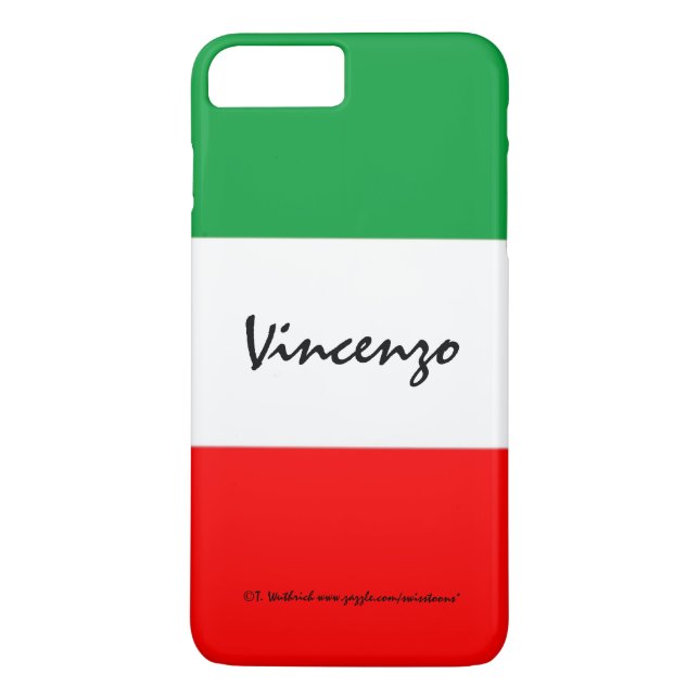 Italian Flag Colours Green White and Red with Name Case-Mate iPhone Case (Back)