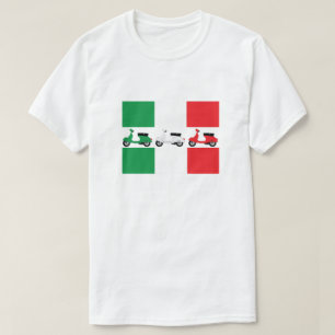 Italian Flag Colours & Scooters in Green/White/Red T-Shirt