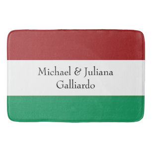 Italian Flag Colours Surname Name Custom  Bath Mat