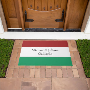 Italian Flag Colours Surname Name Custom Doormat