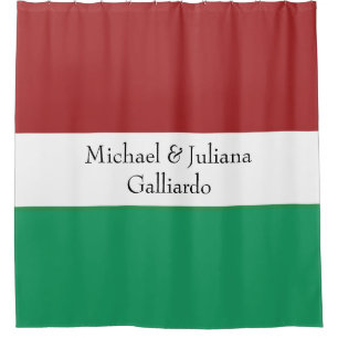 Italian Flag Colours Surname Name Custom Shower Curtain