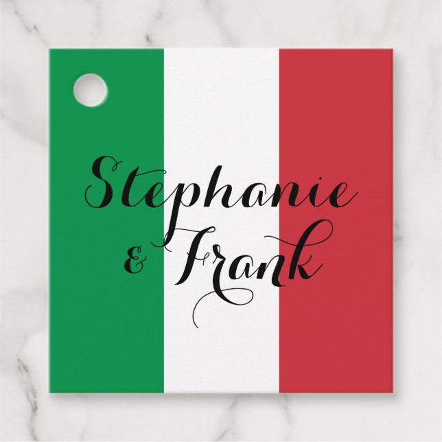 Italian Flag Colours Wedding Favour Tags (Front)