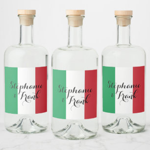 Italian Flag Colours Wedding Liquor Bottle Label