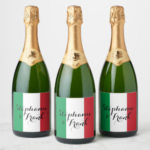 Italian Flag Colours Wedding Sparkling Wine Label
