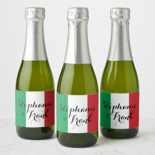 Italian Flag Colours Wedding Sparkling Wine Label