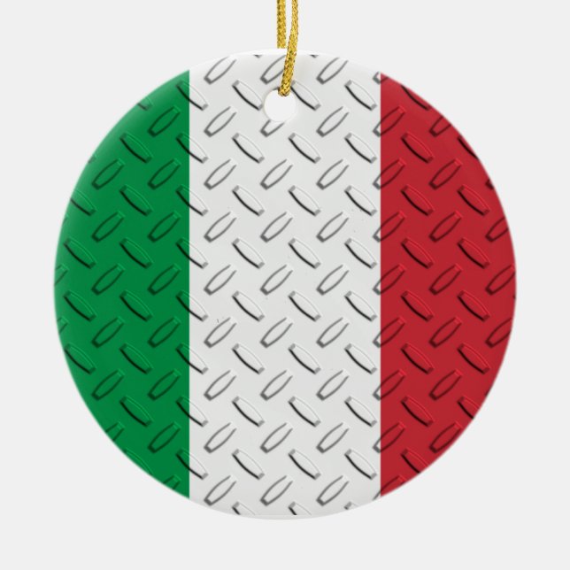 Italian Flag Diamond Plate Ornament (Front)