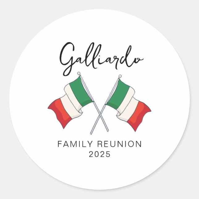 Italian Flag Family Reunion  Classic Round Sticker (Front)
