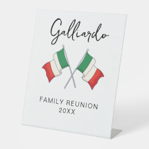 Italian Flag Family Reunion Pedestal Sign