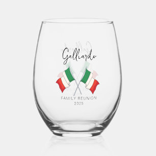 Italian Flag Family Reunion  Stemless Wine Glass